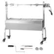 Gratar pe carbune cu rotisor electric 52W, Otel Inoxidabil, inaltime de gatit reglabila, 1310x435x1158 mm, 4 roti blocabile