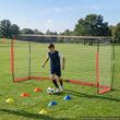 Poarta de fotbal 3.6 x 1.8 m, Portabila si pliabila, tarusi fixare, plasa, stalpi fibra de sticla, Portocaliu