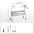 Gratar pe carbune cu rotisor electric 52W, Otel Inoxidabil, inaltime de gatit reglabila, 1310x435x1158 mm, 4 roti blocabile