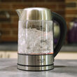 Fierbator electric cordless, Inox si Sticla, Capacitate 1.7 l, putere 2200 W, cana gradata, Reglare si mentinere temperatura