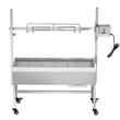 Gratar pe carbune cu rotisor electric 42W, Otel Inoxidabil, inaltime de gatit reglabila, 1110x417x1080 mm, 4 roti blocabile