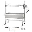 Gratar pe carbune cu rotisor electric 42W, Otel Inoxidabil, inaltime de gatit reglabila, 1110x417x1080 mm, 4 roti blocabile