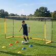 Poarta de fotbal 3.6 x 1.8 m, Portabila si pliabila, tarusi fixare, plasa, stalpi fibra de sticla, galben