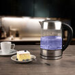 Fierbator electric cordless, Inox si Sticla, Capacitate 1.7 l, putere 2200 W, cana gradata, Reglare si mentinere temperatura