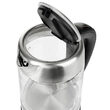Fierbator electric cordless, Inox si Sticla, Capacitate 1.7 l, putere 2200 W, cana gradata, Reglare si mentinere temperatura