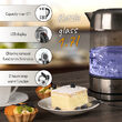 Fierbator electric cordless, Inox si Sticla, Capacitate 1.7 l, putere 2200 W, cana gradata, Reglare si mentinere temperatura