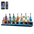 Suport bauturi cu 2 trepte, Iluminare led RGB, Telecomanda si App, USB, retea sau Power Bank, 1210x200x150 mm, Portabil, Acril