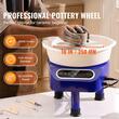 Roata de olarit profesionala electrica, cu pedala, 350 W, diametru placa 25 cm, Ecran tactil, 50-300 rpm, Albastru