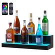 Suport sticle 2 trepte, Iluminare led RGB, Telecomanda si App, USB, retea sau Power Bank, 600x200x150 mm, Portabil, Acril