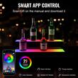 Suport sticle 2 trepte, Iluminare led RGB, Telecomanda si App, USB, retea sau Power Bank, 600x200x150 mm, Portabil, Acril