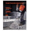 Ciocan demolator 2200 W, Maner reglabil, Cutie transport, 1350 bpm, 66 J, prindere HEX, 4 x dalti