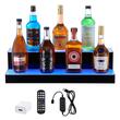 Suport sticle 2 trepte, Iluminare led RGB, Telecomanda si App, USB, retea sau Power Bank, 600x200x150 mm, Portabil, Acril