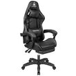 Scaun gaming, Negru, max 150 kg, 2 x perne, 5 roti, Spatar reglabil 145°, Inaltime reglabila sezut 42-52 cm