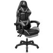 Scaun gaming, Negru/Gri, max 150 kg, 2 x perne, 5 roti, Spatar reglabil 145°, Inaltime reglabila sezut 42-52 cm
