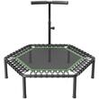 Trambulina fitness cu maner suport cu 3 niveluri de inaltime, Pliabila, max 205 kg, cadru Otel, Diametru 1385 mm
