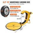 Set 2 x Antifurt blocator roti, pentru anvelope cu latimea 160-380 mm, Cheie, Otel