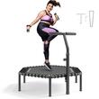 Trambulina fitness cu maner suport cu 3 niveluri de inaltime, Pliabila, max 205 kg, cadru Otel, Diametru 1385 mm