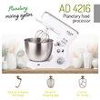 Mixer planetar cu bol de inox 4 l, putere 1000 W, 6 viteze