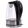 Fierbator electric cordless, Inox si Sticla, Capacitate 1.7 l, putere 2200 W, cana gradata, 24 x 21 x 16 cm