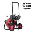 Sarpe electric pentru desfundat tevi, 4 x capete taiere, Lungime 30 m, Diametru 9.5 mm, pentru tevi 50-100 mm, Pedala actionata cu aer