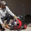 Sarpe electric pentru desfundat tevi, 4 x capete taiere, Lungime 30 m, Diametru 9.5 mm, pentru tevi 50-100 mm, Pedala actionata cu aer