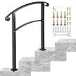 Balustrada fier forjat, 1-3 trepte Vivatechnix, Inaltime 106 cm, lungime 100 cm, pozitii reglabile, Negru mat
