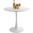 Masa rotunda de bucatarie Vivatechnix MDF/Otel, 800x800x725 mm, Alb, 2-4 persoane