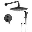 Set de dus, Montaj incastrat, Inox, Negru mat, Cap dus rotund 23 cm, 520 x 235 x 155 mm