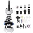 Microscop trinocular compus, Profesional, Zoom 40-5000x, Iluminare LED reglabilă, 3 tuburi de vizualizare, rotative la 360, Diafragmă cu iris reglabilă