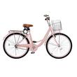 Bicicleta de oras, Roti 26 inch, 2 x frane V-Brake, Cos cumparaturi, max 150 kg, Otel, mansoane maner piele, 1 viteza, Roz