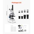 Microscop trinocular compus, Profesional, Zoom 40-5000x, Iluminare LED reglabilă, 3 tuburi de vizualizare, rotative la 360, Diafragmă cu iris reglabilă