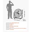 Ventilator industrial de podea, diametru 610 mm, Metal, 80 W, 3 viteze, unghi de rotatie 360 grade, 2 x roti