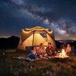 Cort instant pop-up, 213x330 cm, Inaltime 204 cm, 4-6 persoane, ferestre ventilatie, Maro