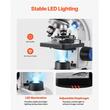 Microscop trinocular compus, Profesional, Zoom 40-5000x, Iluminare LED reglabilă, 3 tuburi de vizualizare, rotative la 360, Diafragmă cu iris reglabilă
