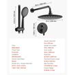 Set de dus, Montaj incastrat, Inox, Negru mat, Cap dus rotund 23 cm, 520 x 235 x 155 mm