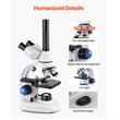 Microscop trinocular compus, Profesional, Zoom 40-5000x, Iluminare LED reglabilă, 3 tuburi de vizualizare, rotative la 360, Diafragmă cu iris reglabilă