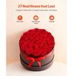 Cutie rotunda cu 27 trandafiri naturali conservati Forever Flowers, Rosu, 227 x 227 x 140 mm
