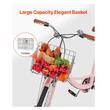 Bicicleta de oras, Roti 26 inch, 2 x frane V-Brake, Cos cumparaturi, max 150 kg, Otel, mansoane maner piele, 1 viteza, Roz