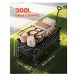 Carucior pliabil pentru gradina, camping, 300 l, 1220×600×610 mm, Capacitate 204 kg, Otel/Nylon, 4 x roti late de 7 inch