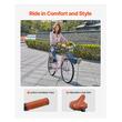 Bicicleta de oras, Roti 26 inch, 2 x frane V-Brake, Cos cumparaturi, max 150 kg, Otel, mansoane maner piele, 1 viteza, Roz