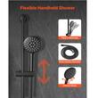 Set de dus, Montaj incastrat, Inox, Negru mat, Cap dus rotund 23 cm, 520 x 235 x 155 mm