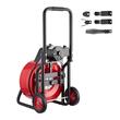 Sarpe electric pentru desfundat tevi, 4 x capete taiere, Lungime 30 m, Diametru 19 mm, pentru tevi 100-200 mm, Pedala actionata cu aer