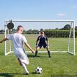 Poarta fotbal cu plasa, Portabila, Lungime 365 cm, Inaltime 181 cm, PVC, Geanta depozitare