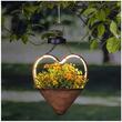 Ghiveci decorativ cu led 19x16x34cm, Maro, 50xLed, cu agatatoare, otel Corten