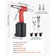 Pistol pneumatic pentru nituire, 2.4 mm, 3.2 mm, 4 mm, 4.8 mm, forta de tragere 1100 kg, 4-8 Bar
