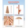 Umbrela pentru plaja, Diametru 1800 mm, Imitatie stuf, Otel/PP, Inaltime 2.1 m, Impermeabila 140 g