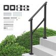 Balustrada otel, 1-2 trepte Vivatechnix, Dimensiune 1030 x 84 x 920 mm, Unghi reglabil 0° - 40°, Negru