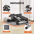 Stepper cu corzi, Pedale Antiderapante, Intensitate Reglabila, Display LCD, sarcina 150 Kg, Negru, Covoras, Telescoape hidraulice 
