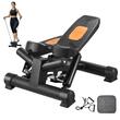 Stepper hidraulic cu corzi, Pedale Antiderapante, LCD timp, calorii si distanta, sarcina 150 Kg, Negru, Covoras 