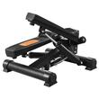 Stepper hidraulic cu corzi, Pedale Antiderapante, LCD timp, calorii si distanta, sarcina 150 Kg, Negru, Covoras 
